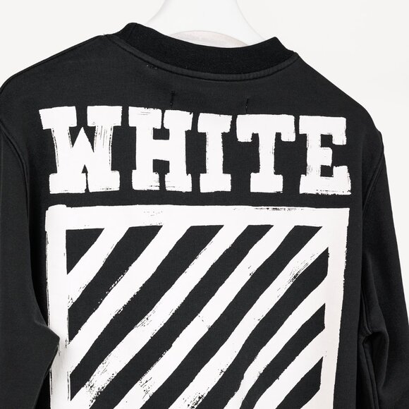 Off-White Black & White Brushed Diagonals Crewneck Sweatshirt - Picture 7 of 10